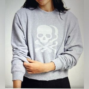 Soulcycle Distressed Skull Crop Sweatshirt